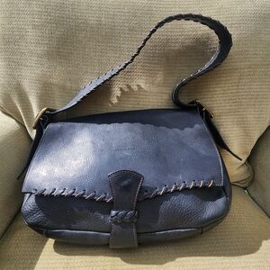 Vintage Dooney & Bourke Black Leather Saddle Bag
